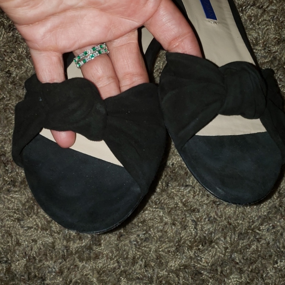 Stuart Weitzman Black Real Suede Tie Wrap Knot Pe… - image 6